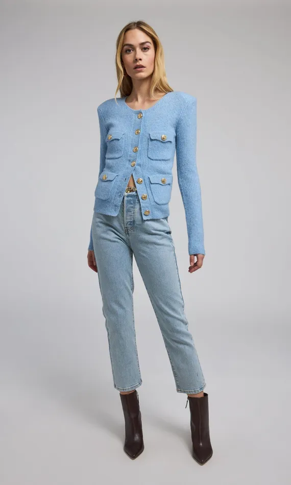 Generation Love Clothing Sweaters and Sweatshirts Women Ellison Rib Cardigan Blue