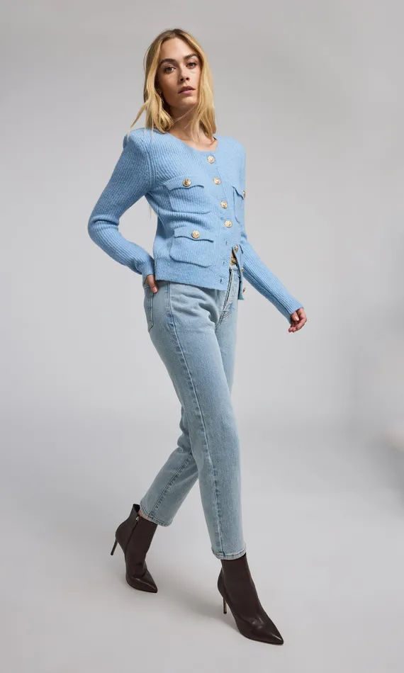 Generation Love Clothing Sweaters and Sweatshirts Women Ellison Rib Cardigan Blue
