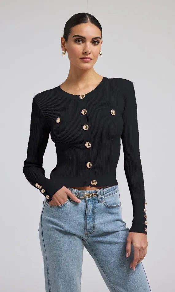 Generation Love Clothing Sweaters and Sweatshirts Women Pennie Rib Cardigan Black Generation Love Clothing Sweaters and Sweatshirts Women Pennie Rib Cardigan Black