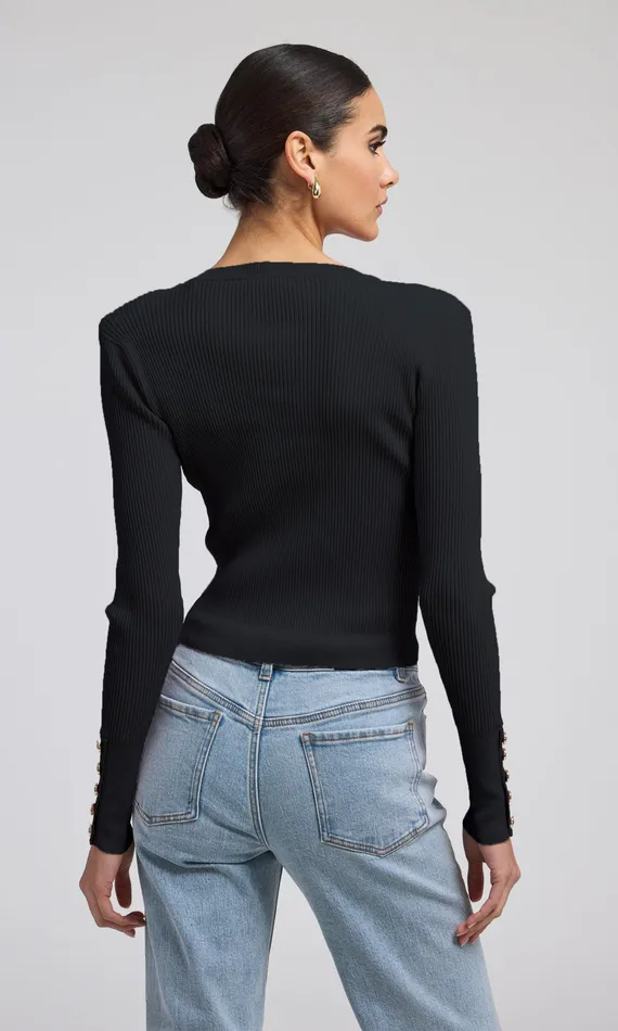 Generation Love Clothing Sweaters and Sweatshirts Women Pennie Rib Cardigan Black