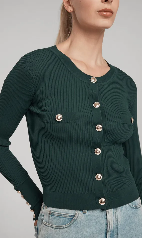 Generation Love Clothing Sweaters and Sweatshirts Women Pennie Rib Cardigan Hunter Green