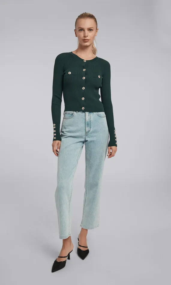 Generation Love Clothing Sweaters and Sweatshirts Women Pennie Rib Cardigan Hunter Green
