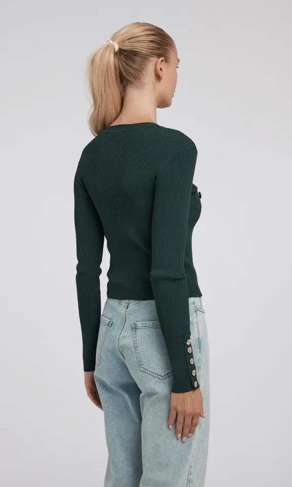 Generation Love Clothing Sweaters and Sweatshirts Women Pennie Rib Cardigan Hunter Green