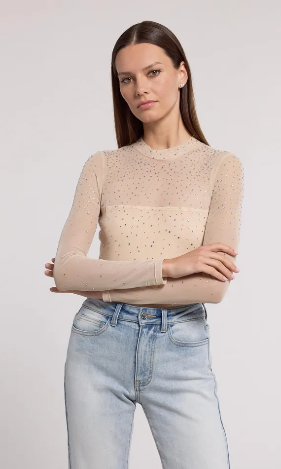 Generation Love Clothing Tops Women Brody Crystal Bodysuit Bareclear