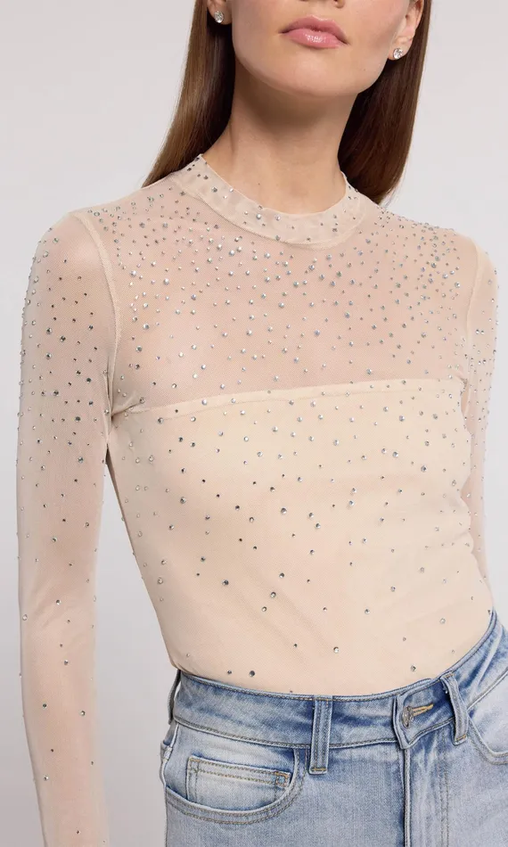 Generation Love Clothing Tops Women Brody Crystal Bodysuit Bareclear