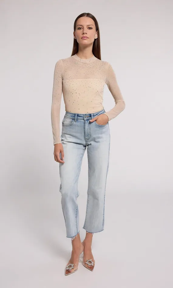 Generation Love Clothing Tops Women Brody Crystal Bodysuit Bareclear
