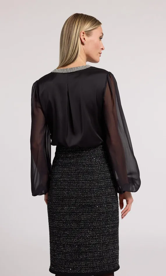 Generation Love Clothing Tops Women Carina Crystal Blouse Blackclear