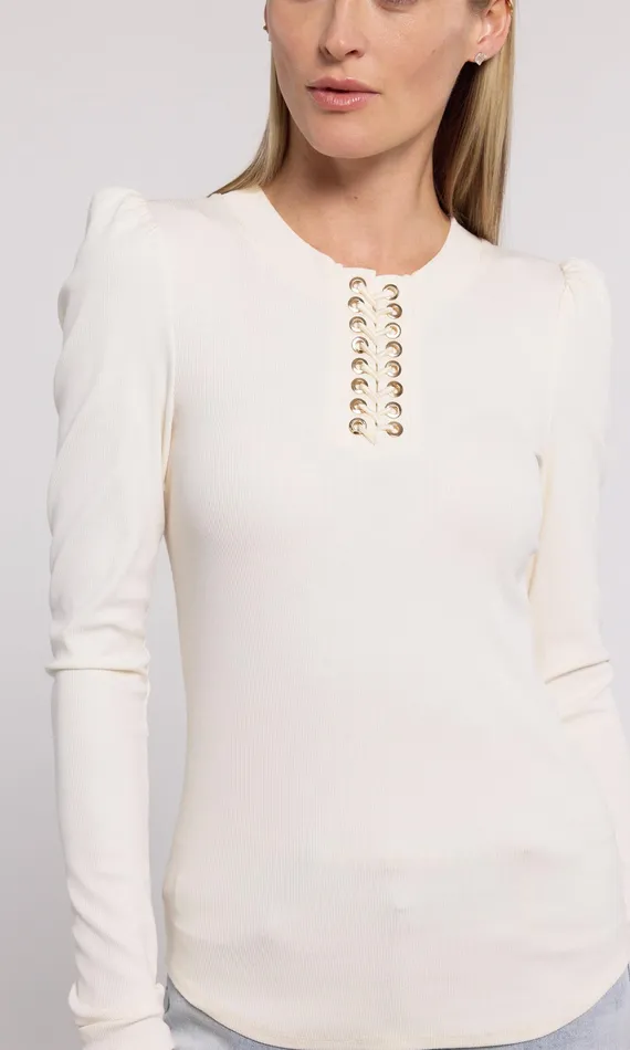 Generation Love Clothing Tops Women Khara LaceUp Top Ivory