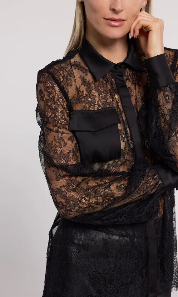 Generation Love Clothing Tops Women Oslo Lace Shirt Black