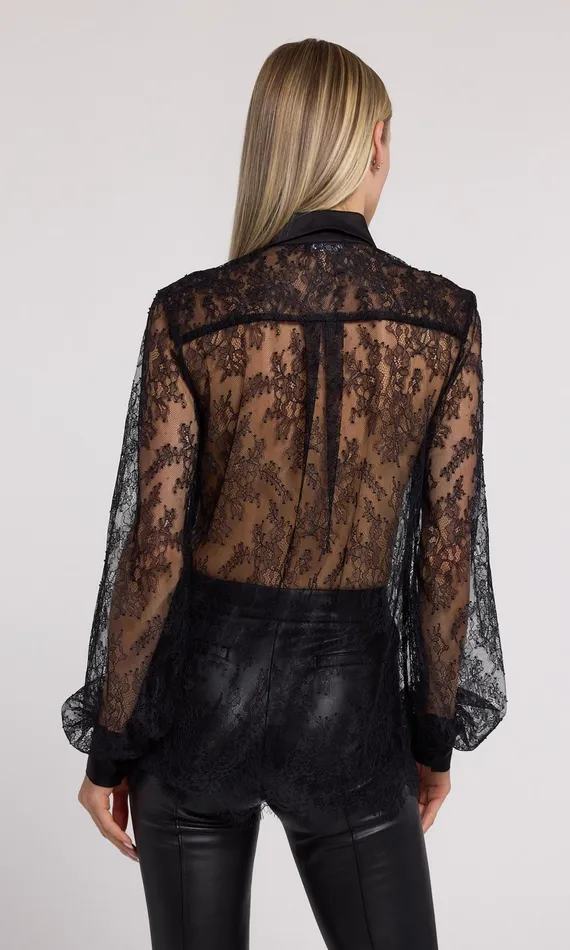 Generation Love Clothing Tops Women Oslo Lace Shirt Black