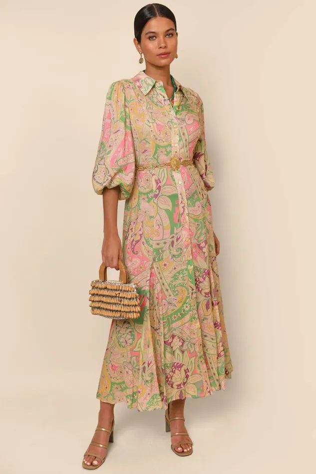 Georgina Grace Paisley Green Women RIXO Dresses