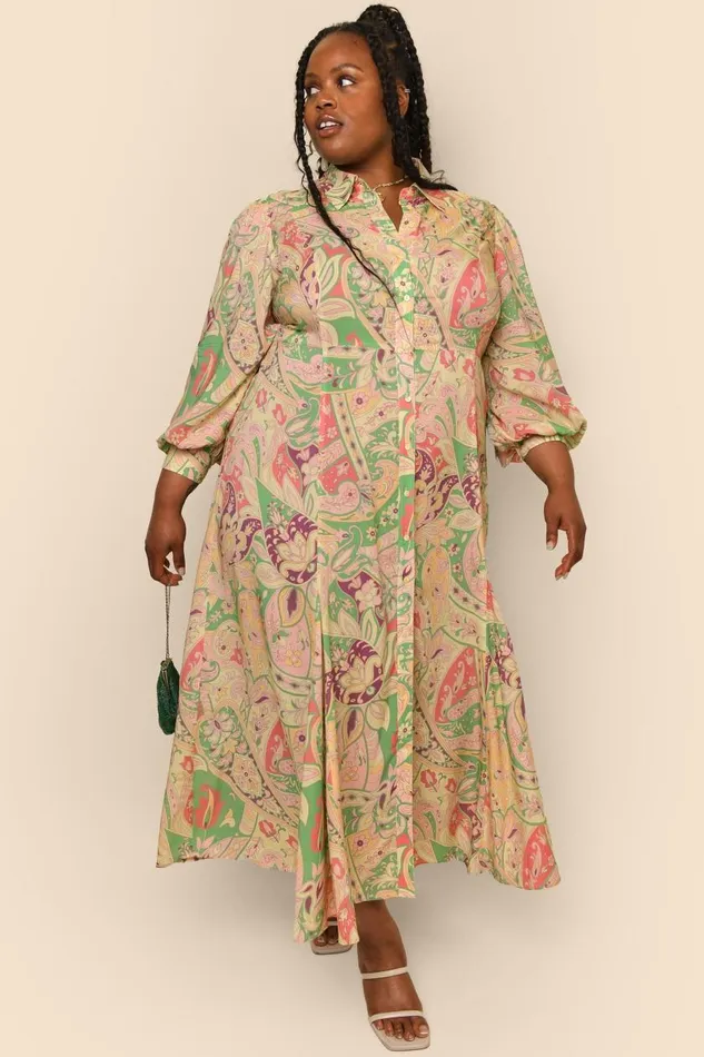Georgina Grace Paisley Green Women RIXO Dresses