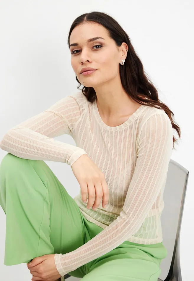 GIANA MESH BLOUSE 15408 005 Cream 005 Women IN FRONT BLOUSES SHIRTS