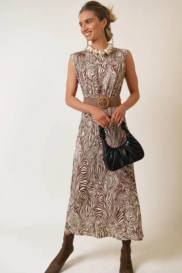 Gillie Brown Marble Zebra Women RIXO Dresses
