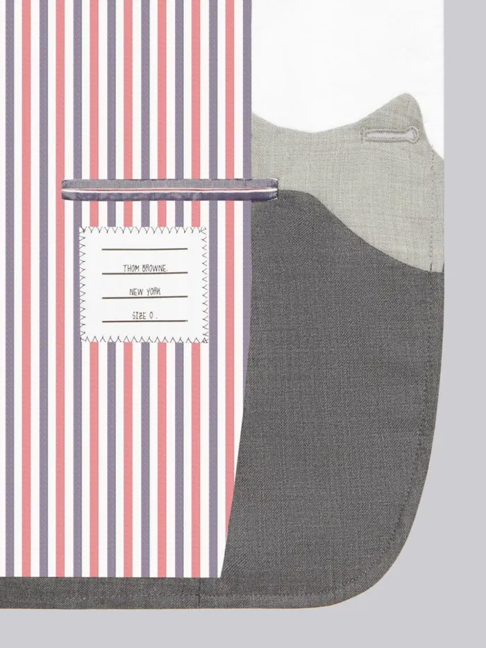 Gingham And Seersucker Wool Sky Intarsia Sack Jacket Medium Grey Men Thom Browne Jackets and Suiting