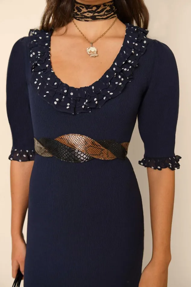 Giuliana Navy Vintage Spot Women RIXO Knitwear Giuliana Navy Vintage Spot Women RIXO Knitwear