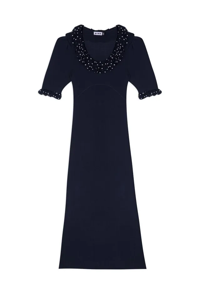 Giuliana Navy Vintage Spot Women RIXO Knitwear Giuliana Navy Vintage Spot Women RIXO Knitwear