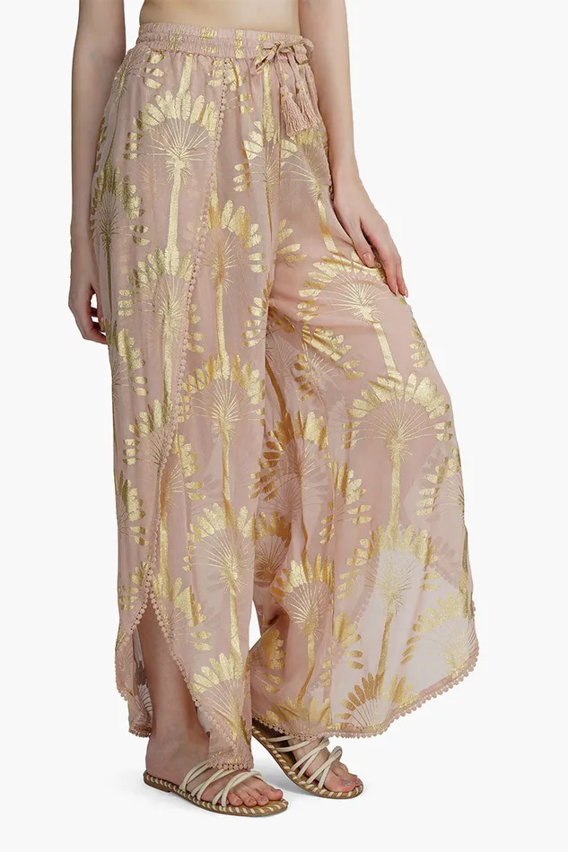 Golden Taupe Foil Printed Wrap Pants Golden Taupe Foil Printed Wrap Pants