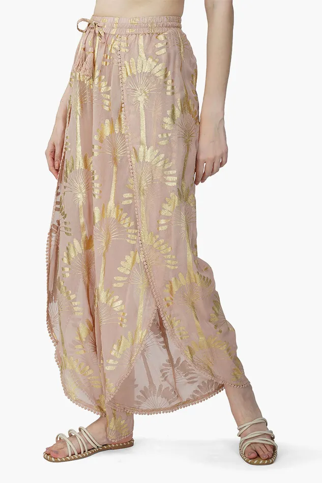 Golden Taupe Foil Printed Wrap Pants Golden Taupe Foil Printed Wrap Pants