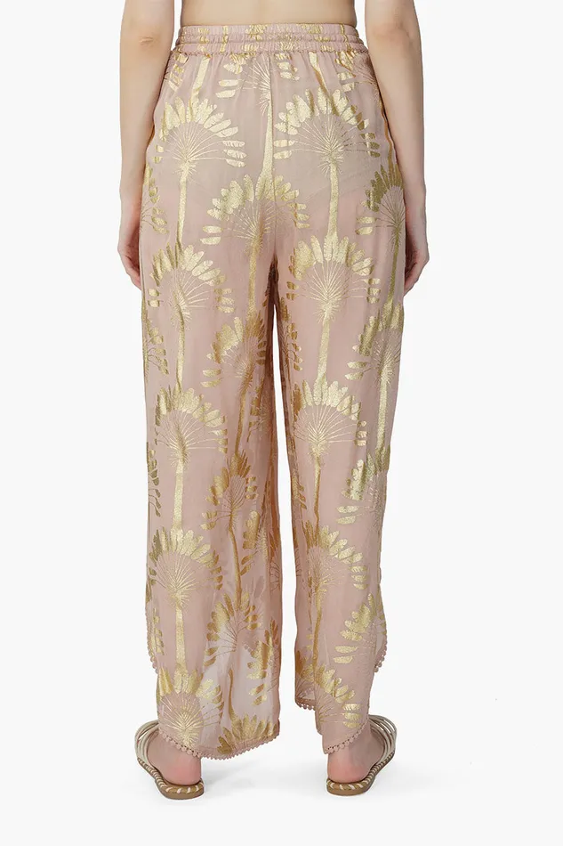 Golden Taupe Foil Printed Wrap Pants Golden Taupe Foil Printed Wrap Pants