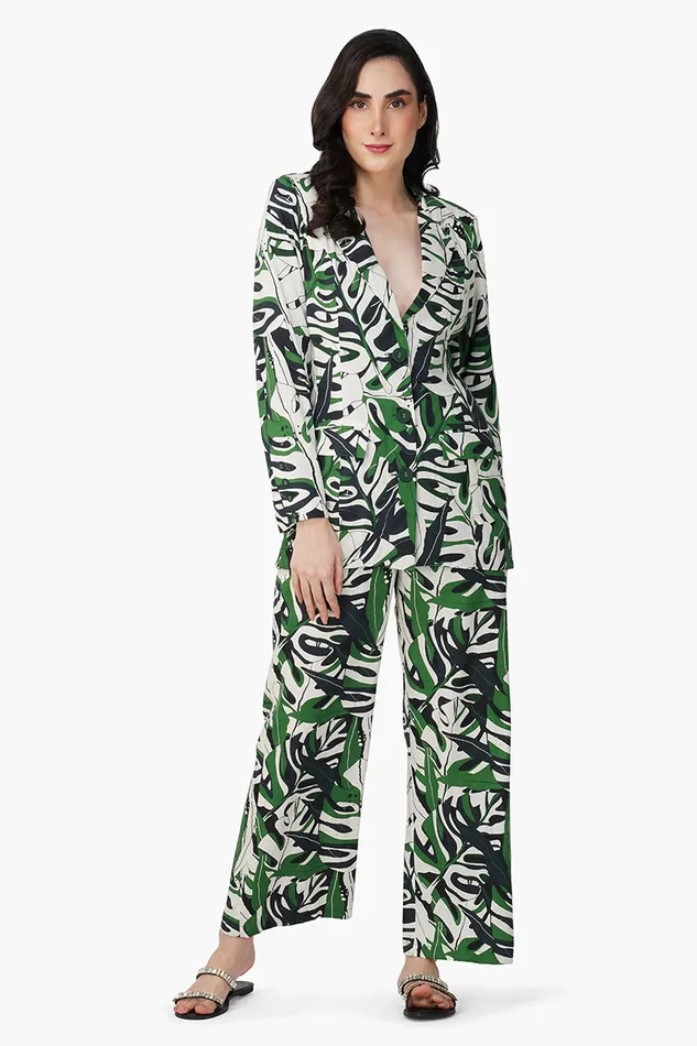 Green Birch Tropical Printed Blazer Green Birch Tropical Printed Blazer