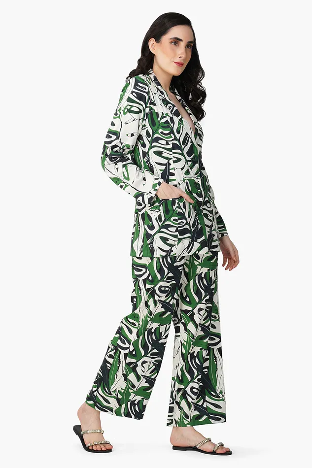 Green Birch Tropical Printed Blazer Green Birch Tropical Printed Blazer