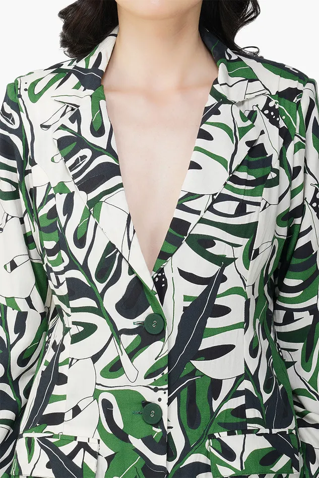 Green Birch Tropical Printed Blazer Green Birch Tropical Printed Blazer
