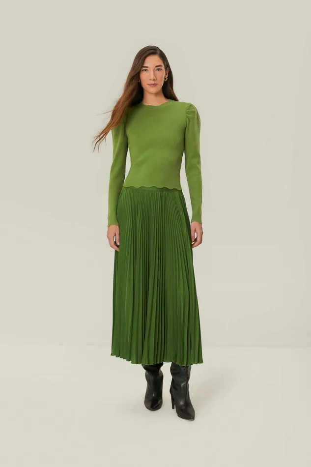 Green Knit Blouse Women FARM Rio Blouses