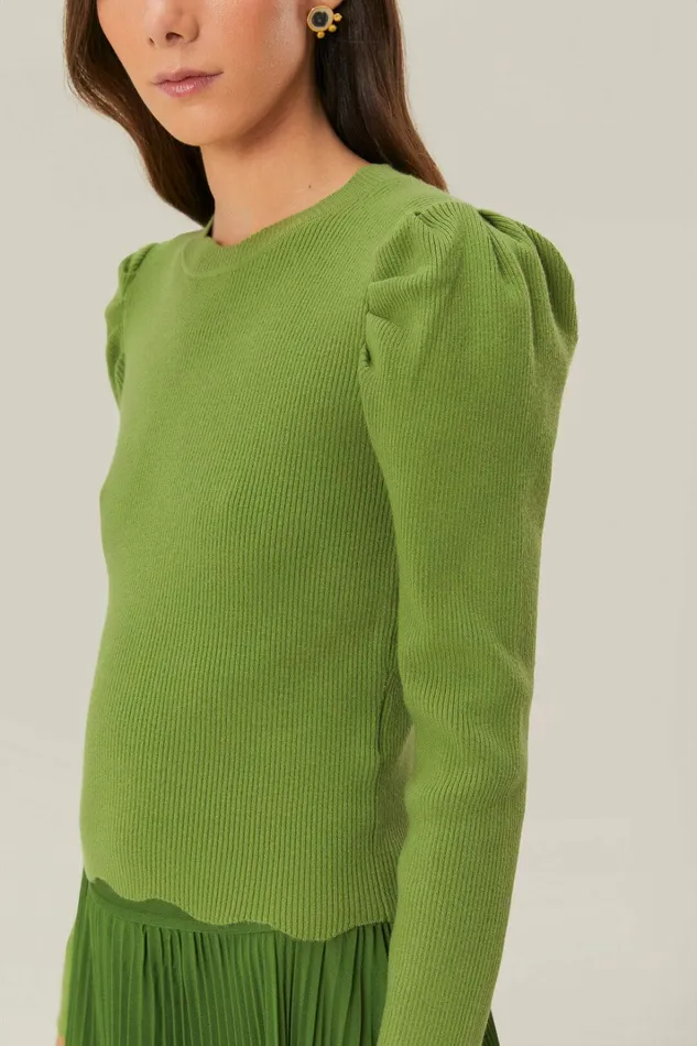 Green Knit Blouse Women FARM Rio Blouses