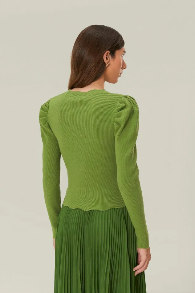Green Knit Blouse Women FARM Rio Blouses