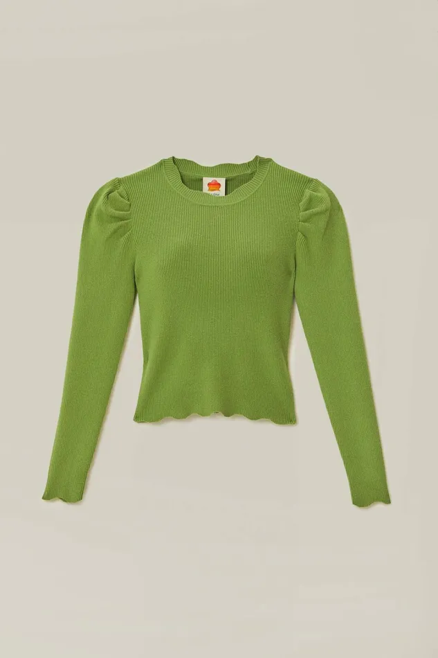 Green Knit Blouse Women FARM Rio Blouses