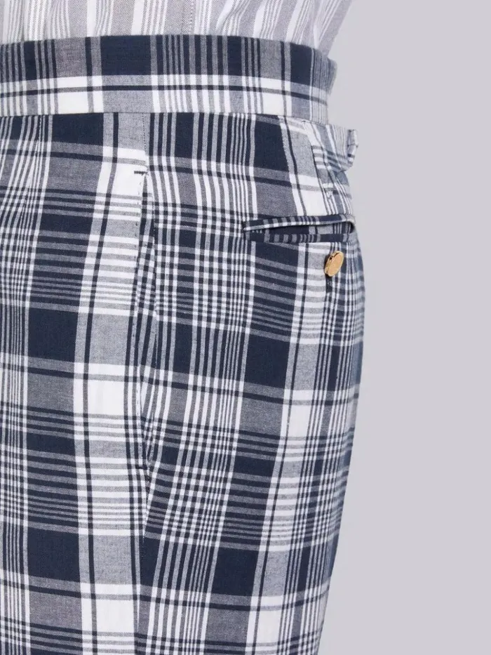 Hairline Madras Check Classic Backstrap Short Navy Men Thom Browne Trousers