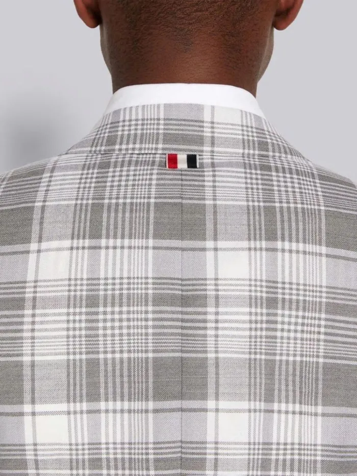 Hairline Madras Check Classic Jacket Medium Grey Men Thom Browne Jackets and Suiting