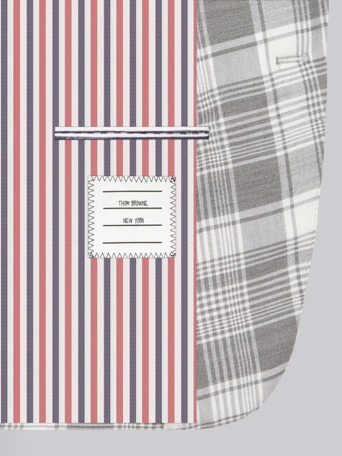 Hairline Madras Check Classic Jacket Medium Grey Men Thom Browne Jackets and Suiting