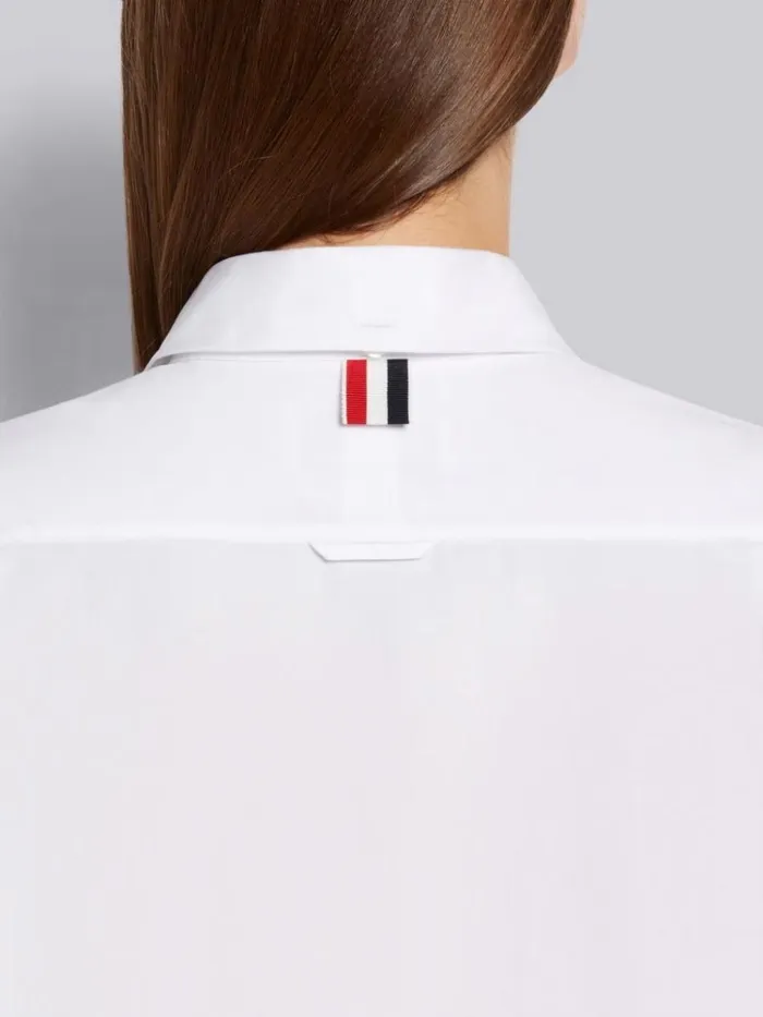 Hairline Madras Check Ribbon Tweed Pencil Skirt Short Sleeve Below The Knee Shirtdress Medium Grey Women Thom Browne Dresses