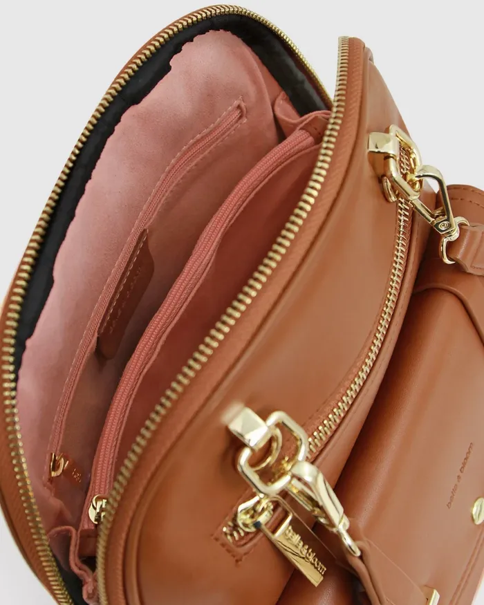 Handbags 5th Ave Leather Backpack 8211 Camel Belle and Bloom Women