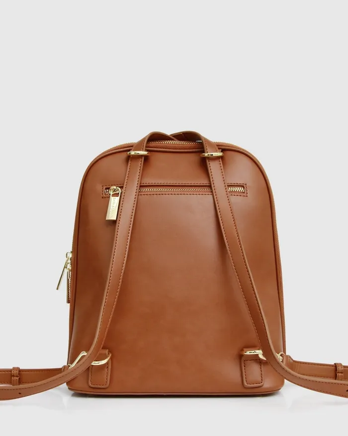 Handbags 5th Ave Leather Backpack 8211 Camel Belle and Bloom Women