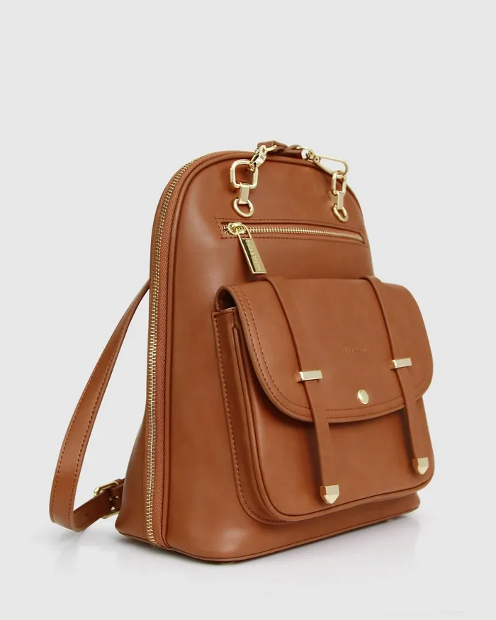 Handbags 5th Ave Leather Backpack 8211 Camel Belle and Bloom Women