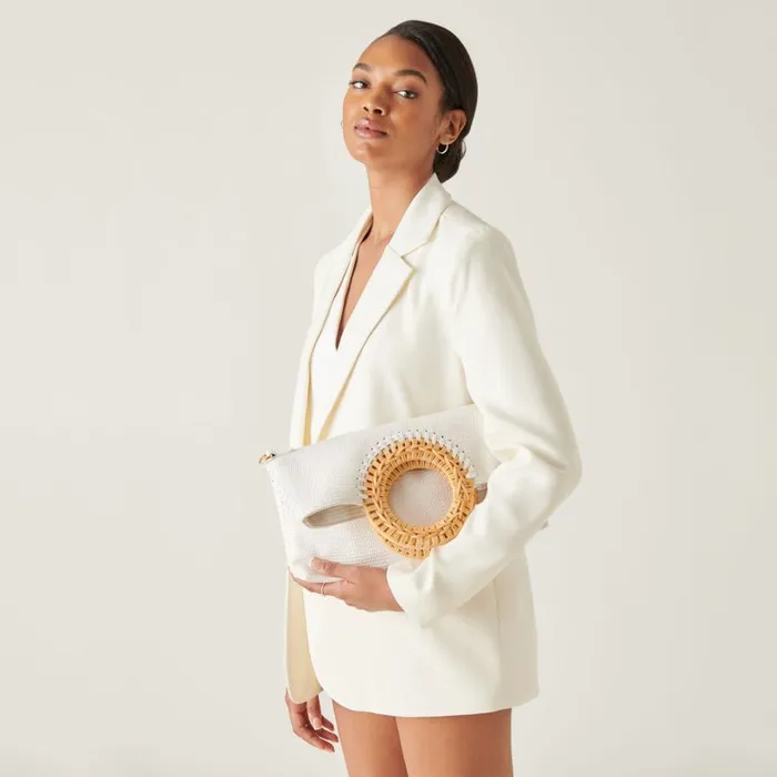 Handbags Women Dolce Vita Lilah Clutch White Embossed Stella