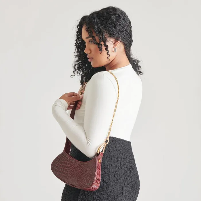 Handbags Women Dolce Vita Silvie Shoulder Bag Wine Croco Stella