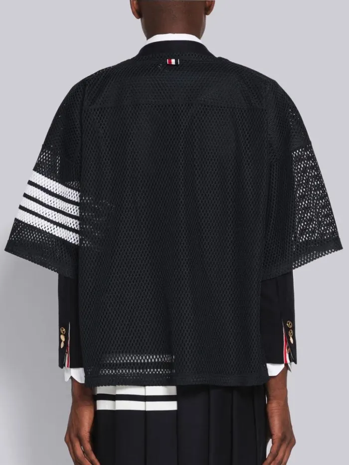Heavy Athletic Mesh Football Jersey 4bar Tee Navy Men Thom Browne Sweats