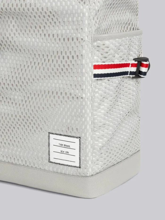 Heavy Athletic Mesh Stripe Webbing Strap Tote Backpack Medium Grey WomenMen Thom Browne Backpacks and Bumbags