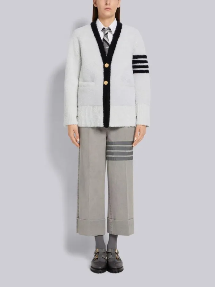 Heavyweight Garment Dyed Cotton Twill Tonal Grosgrain 4bar Sack Trouser Light Grey Women Thom Browne Trousers