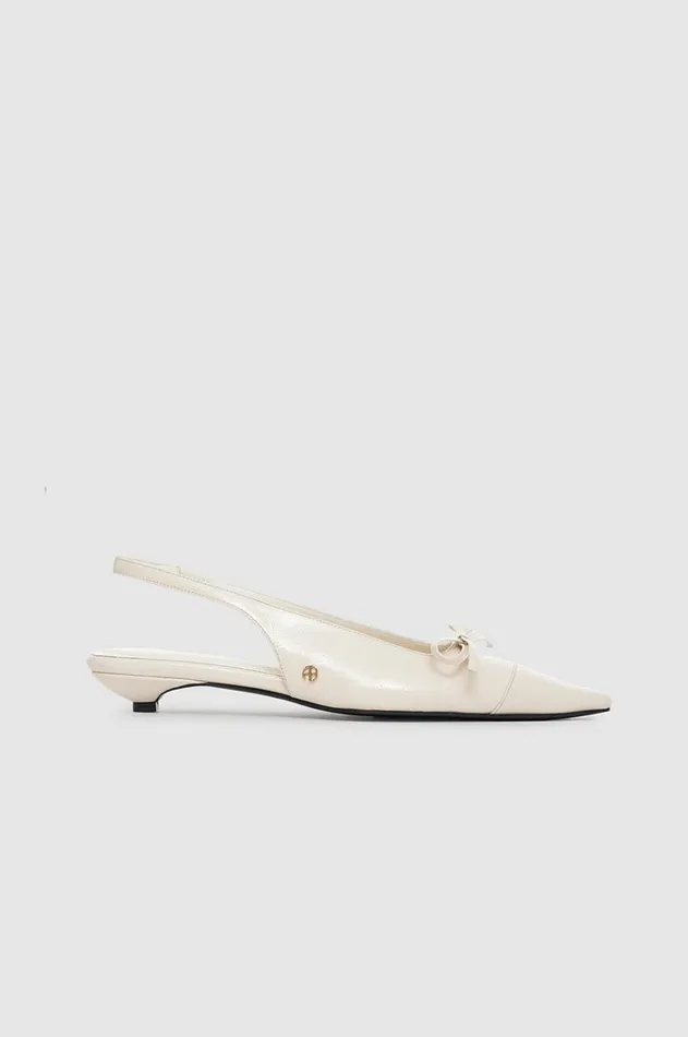 Heels Women ANINE BING Zoey Slingback Heels 8211 Bone Crinkled Patent