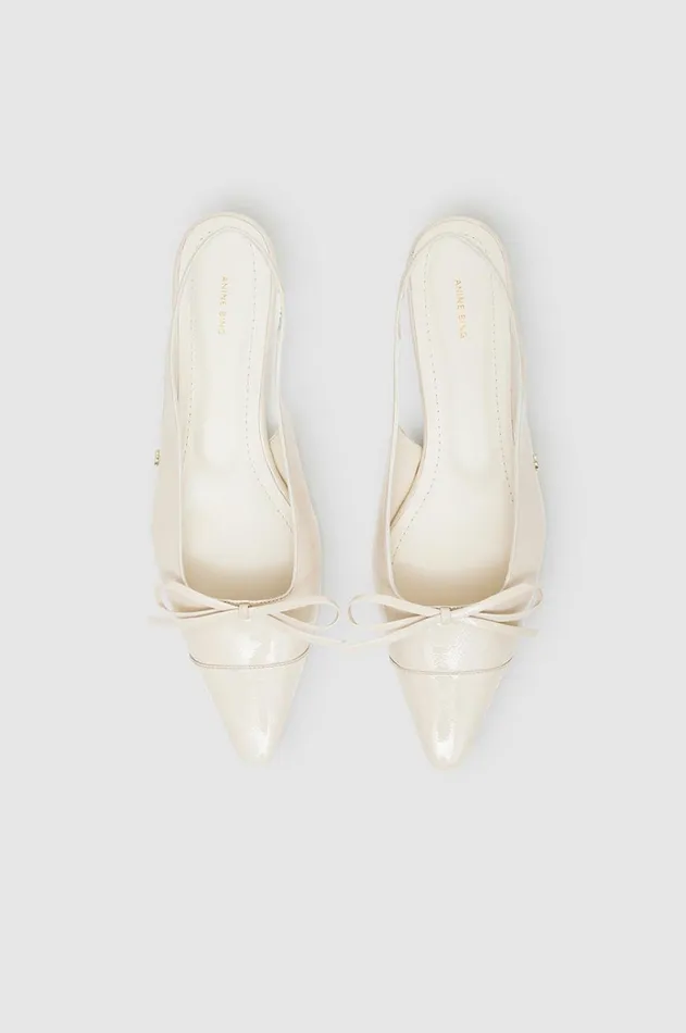 Heels Women ANINE BING Zoey Slingback Heels 8211 Bone Crinkled Patent