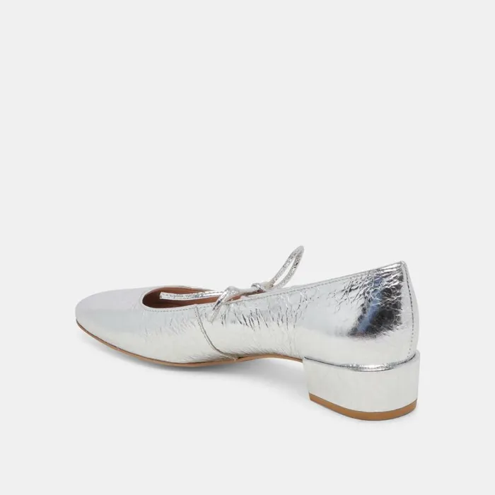 Heels Women Dolce Vita Ardien Heels Silver Crinkle Patent