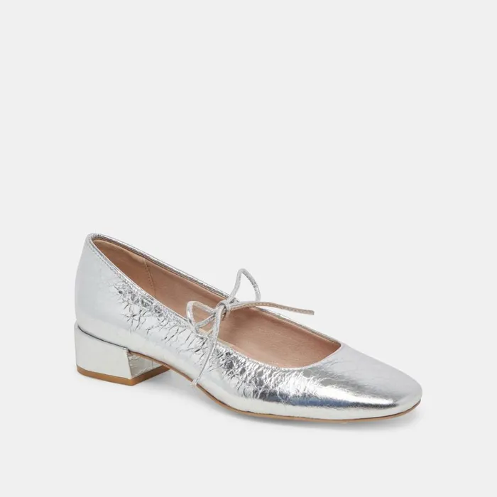 Heels Women Dolce Vita Ardien Heels Silver Crinkle Patent