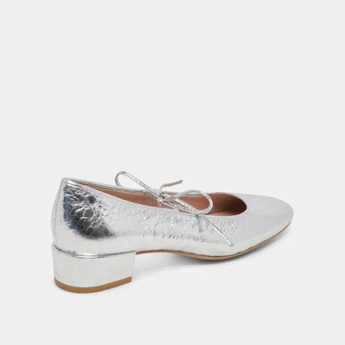 Heels Women Dolce Vita Ardien Heels Silver Crinkle Patent