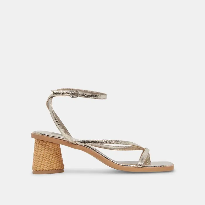 Heels Women Dolce Vita Banita Wide Sandals Light Gold Crackled Stella