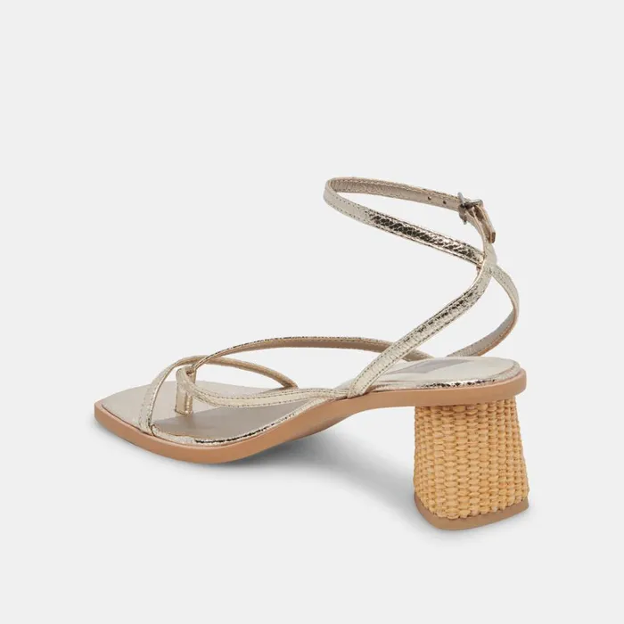 Heels Women Dolce Vita Banita Wide Sandals Light Gold Crackled Stella